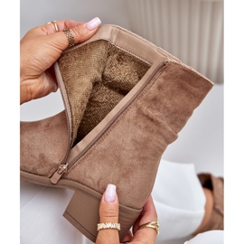 Bež bež ženske izolirane gležnjače Zinanya s naboranim gornjištem i niskom petom 2