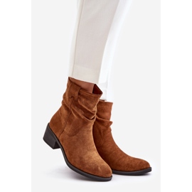 Camel Zinanya izolirane ženske čizme s nabranom gornjom niskom petom smeđa 1