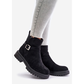 Gležnjače od izolirane eko brušene kože s patentnim zatvaračem i kopčom, crne Zinovelle crna 1