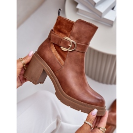 Ženske čizme na visoku petu s izoliranim Camel Inabelle patentnim zatvaračem smeđa 2