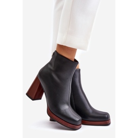 S.Barski Ženske kožne čizme na visoku petu s izolacijom D&amp;A JC42-37 crne crno 1