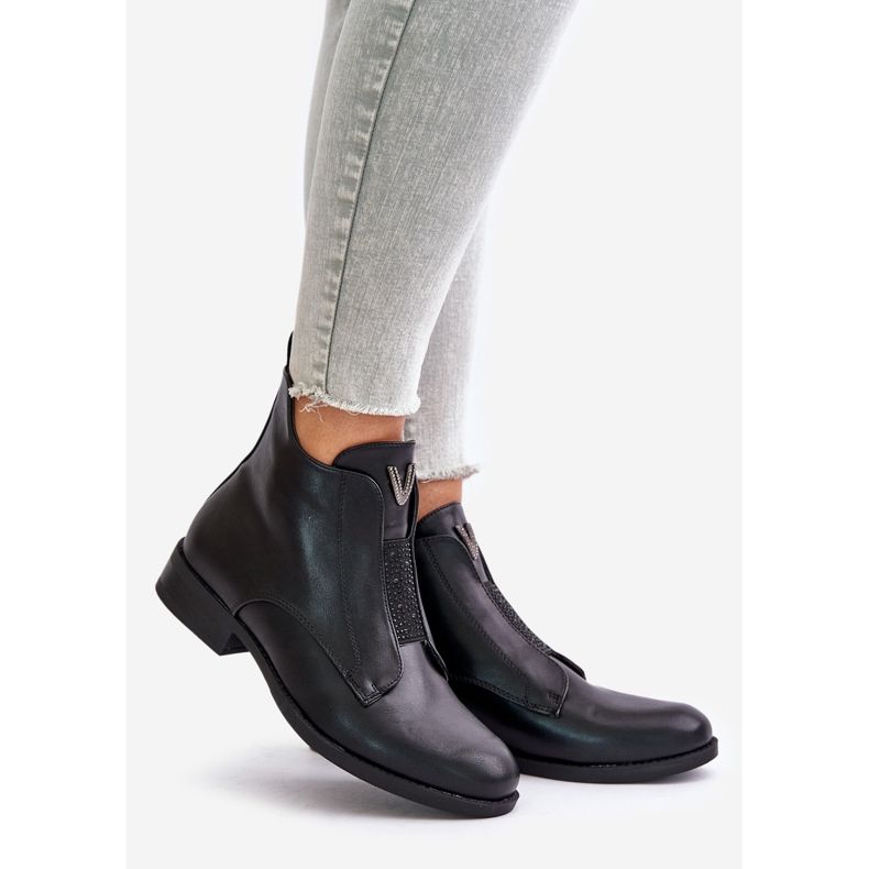 Niske ženske čizme na ravnu petu tople crne S.Barski HY42-119 crne crna 1