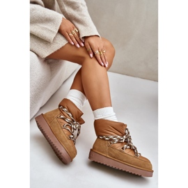 Ženske čizme za snijeg od brušene kože s debelim vezicama D.Franklin DFSH375003 Smeđa 2