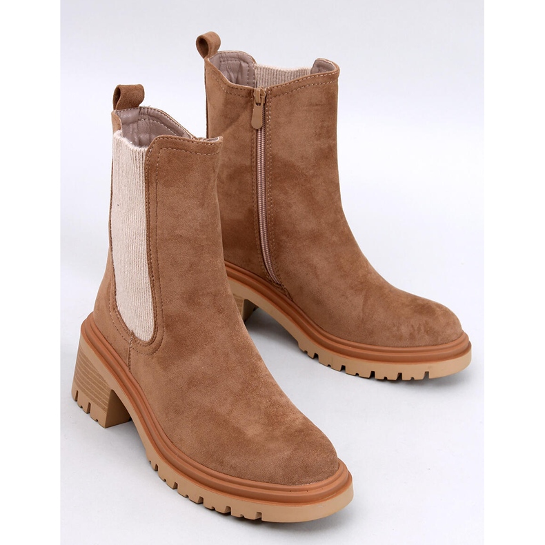 Peredin Kaki Chelsea čizme s manžetama džempera smeđa 1