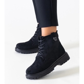 Crne radničke čizme od eko brušene kože na Leonora platformi crna 1