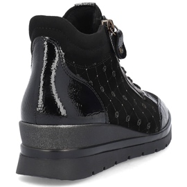 Rieker Ženske kožne logirane čizme, patent Remonte R0773-04 crno 2