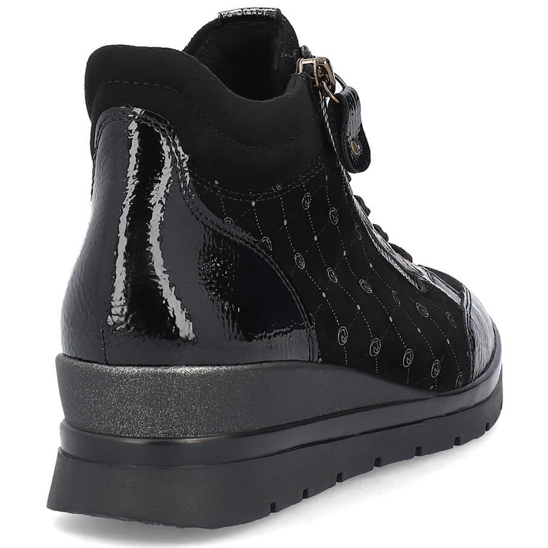 Rieker Ženske kožne logirane čizme, patent Remonte R0773-04 crno 2