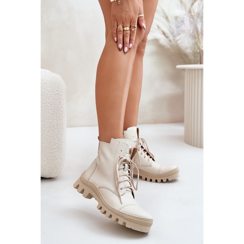 Zazoo 2831 Ženske čizme od prirodne kože svijetlo bež boje 2