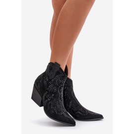 Ukrašene crne kaubojske čizme na visoku petu Kaivina crna 1