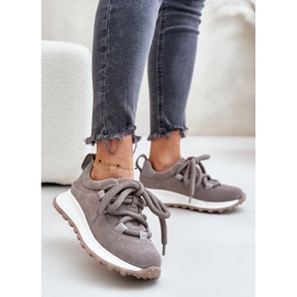 Ženske tenisice od brušene kože s debelim vezicama Artiker 54C1465 Siva 2