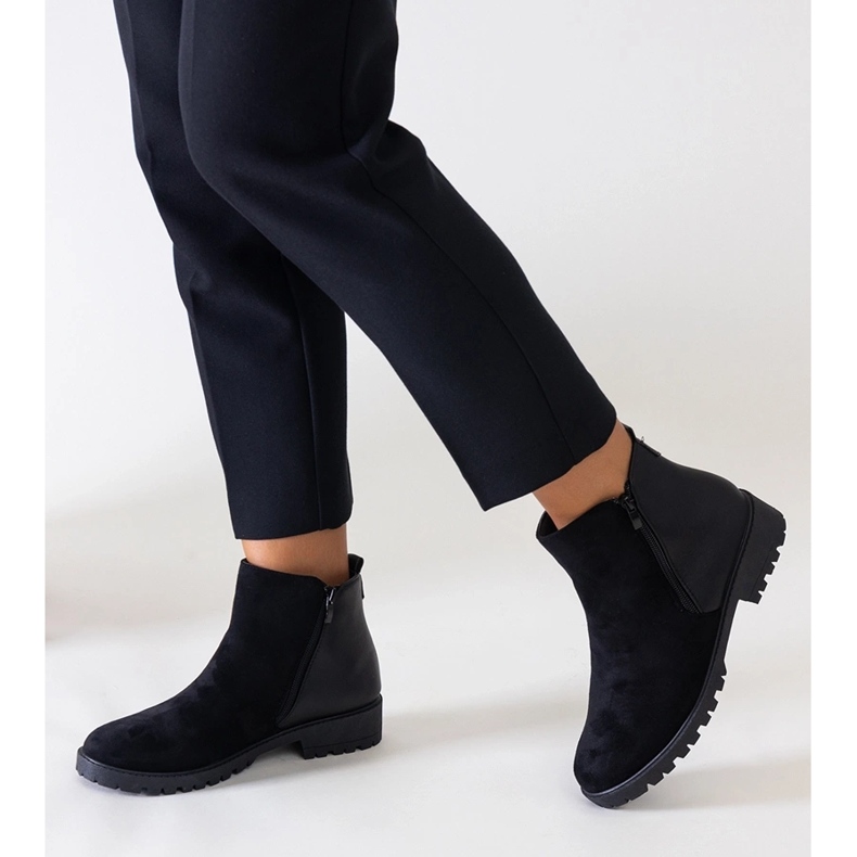 Crne gležnjače s platformom od Kirla eko antilop kože crna 1