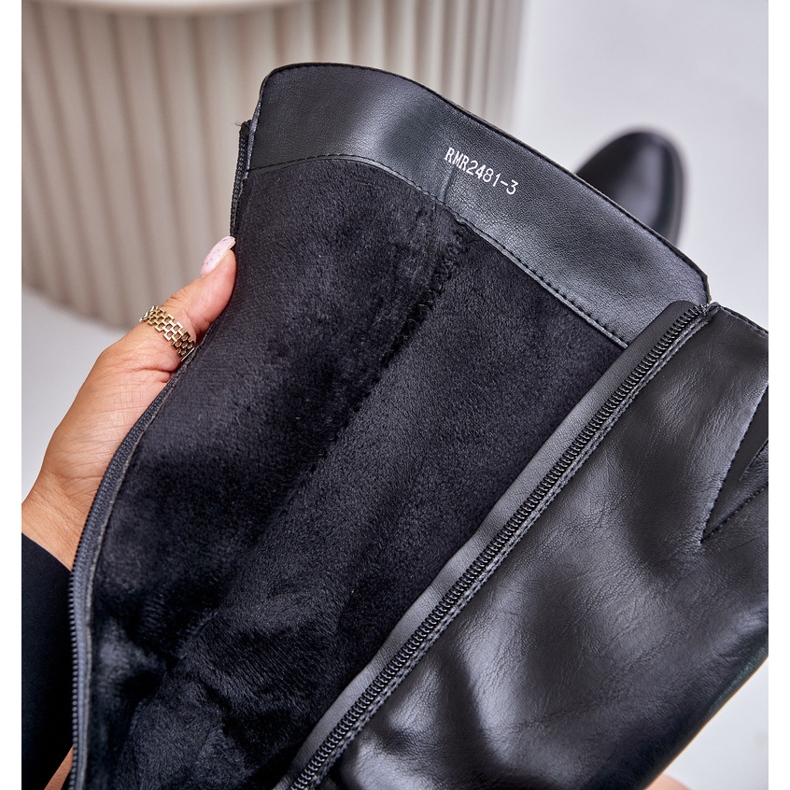 Jezzi Čizme na visoku petu od eko kože iznad koljena, crne Izanae crna 2