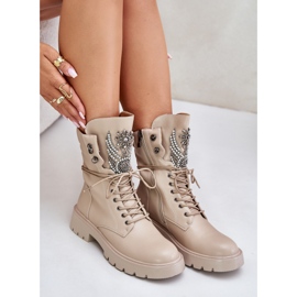 S.Barski Radničke čizme od eko kože s ukrasom, izolirane D&amp;A MR880-080 bež 2