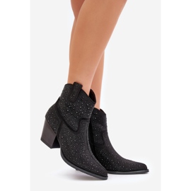 Ukrašene kaubojske čizme na visoku petu sa špicastim vrhovima S.Barski HY42-121 Crna crno 1