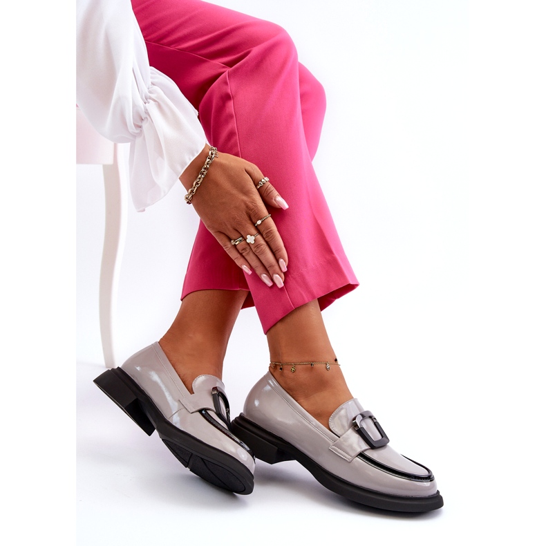 Vinceza ženske lakovane mokasine, sive siva 8