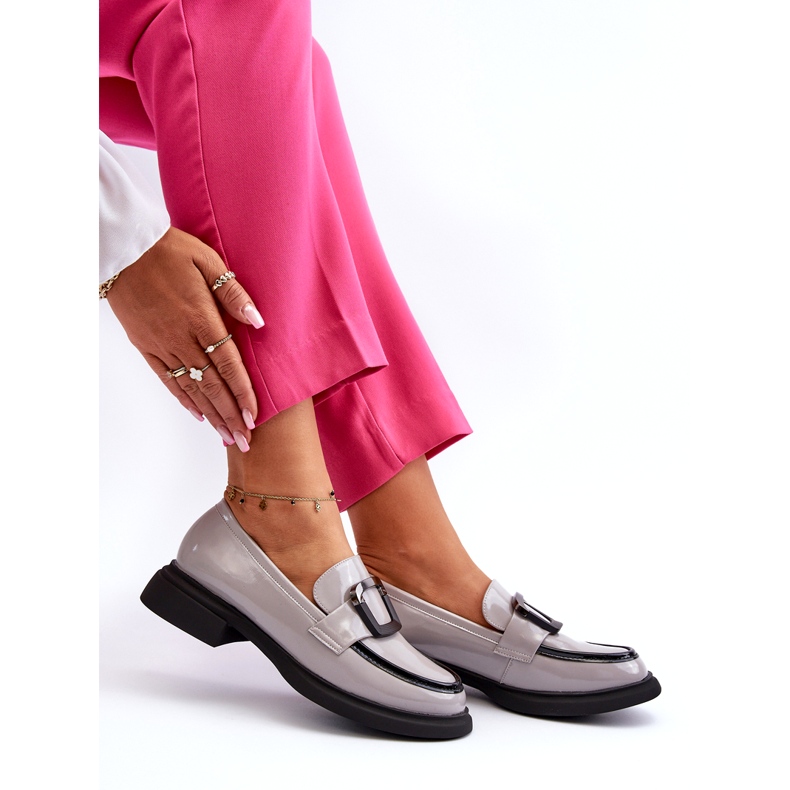 Vinceza ženske lakovane mokasine, sive siva 7