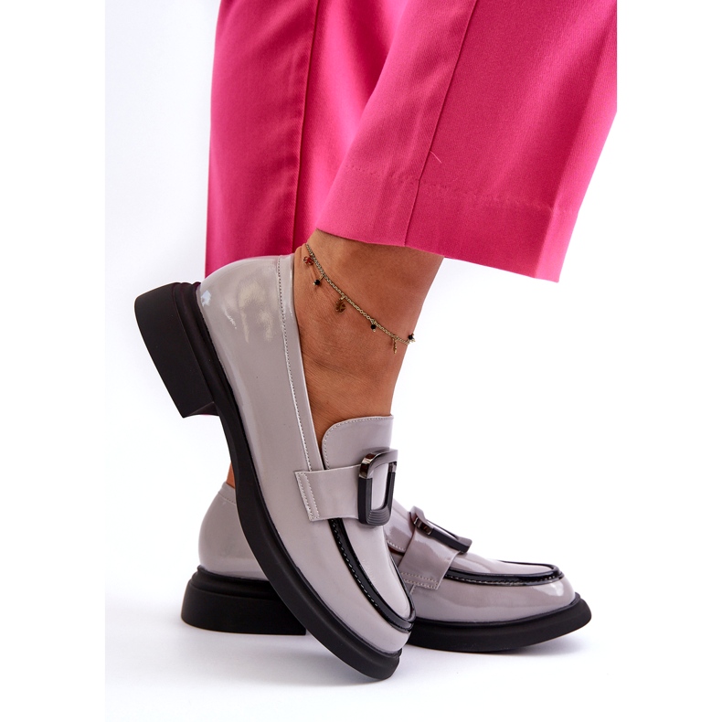 Vinceza ženske lakovane mokasine, sive siva 5