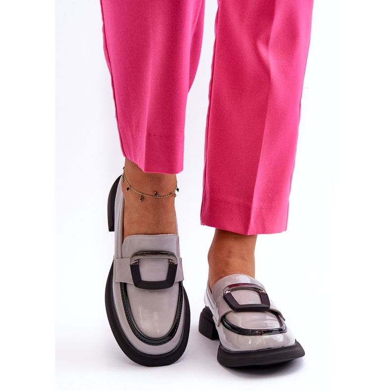 Vinceza ženske lakovane mokasine, sive siva 6