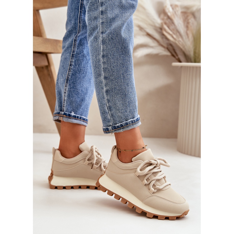 Sportska obuća: Tenisice na platformu od eko kože, bež boje 3