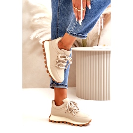 Sportska obuća: Tenisice na platformu od eko kože, bež boje 4