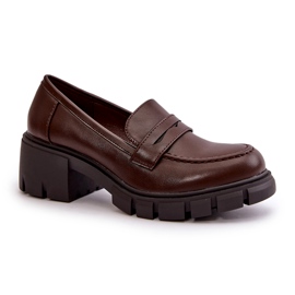 Cm Paris Ženske cipele na nisku petu od eko kože, tamno smeđe smeđa 3