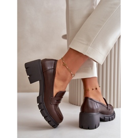 Cm Paris Ženske cipele na nisku petu od eko kože, tamno smeđe smeđa 6