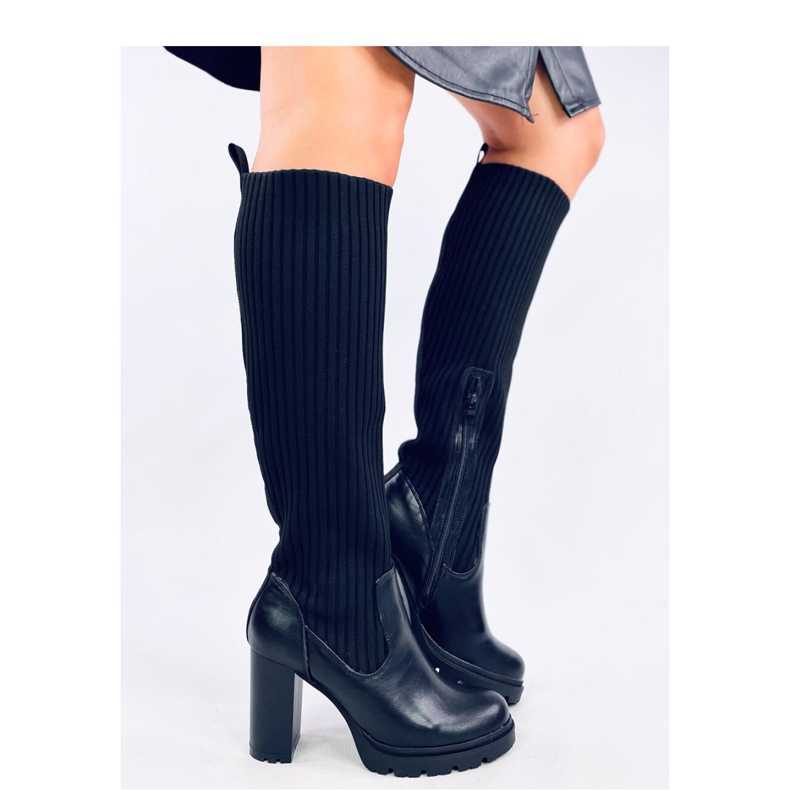 Jaida Crne čizme na visoku petu s elastičnim gornjištem - Inello crna 2