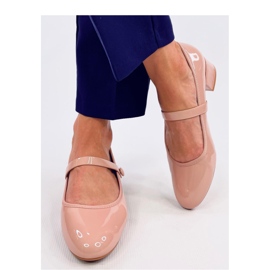 Gole lakirane balerinke na visoku petu bež 2