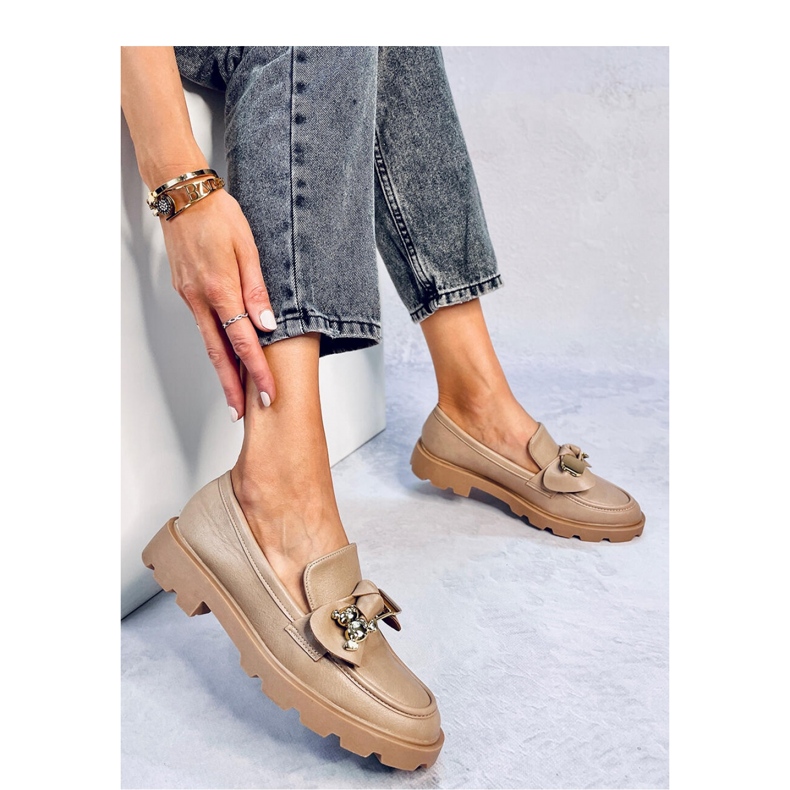 Kaki zlatne mokasine s medvjedićima smeđa 1