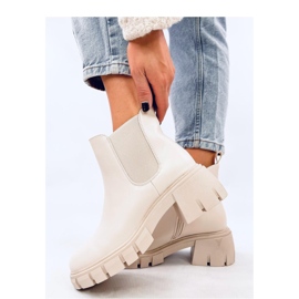 Ledeck Beige Pu Chelsea čizme na široku petu - Inello bež 1
