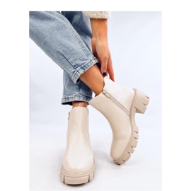 Ledeck Beige Pu Chelsea čizme na široku petu - Inello bež 2