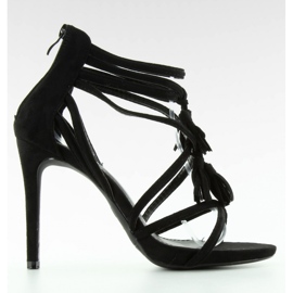 Sandale Sandale na visoku petu s resama 1249 Black - Inello crno 2