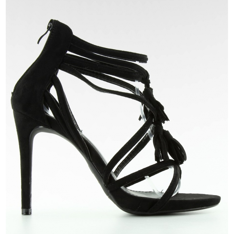 Sandale Sandale na visoku petu s resama 1249 Black - Inello crno 2