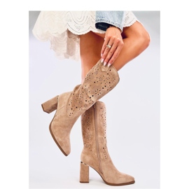 Strokes Kaki ažur čizme na visoku petu - Inello smeđa 1
