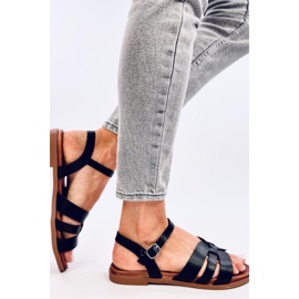 Crne ženske ravne sandale crno 1