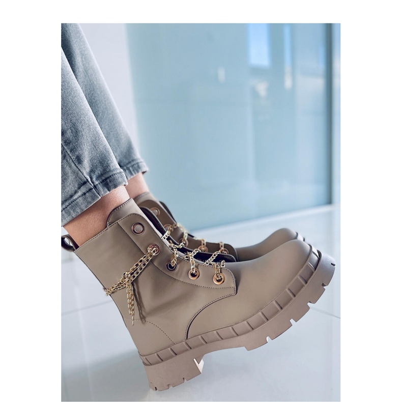 Gležnjače na vezanje Lohan Apricot - Inello bež 2