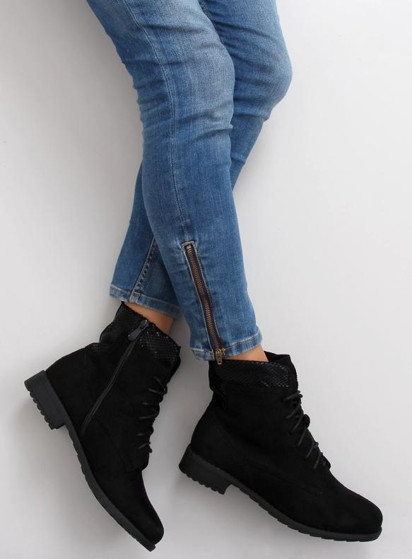 Čizme na vezanje crne radne J05 crne crno 1