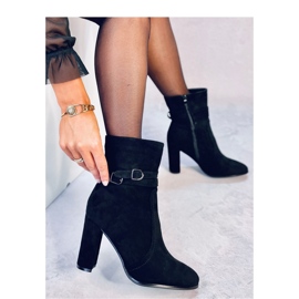 Dianes Black gležnjače s visokom petom od brušene kože - Inello crna 2