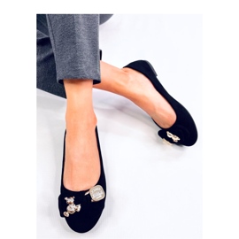 Crne balerinke od brušene kože s medvjedićem crno 1