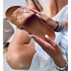 Ženske sunčane kaki japanke sandale - Inello smeđa 1