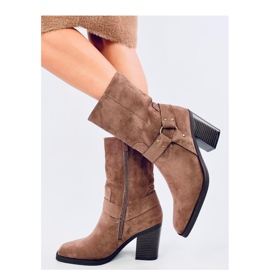 Kaki kaubojske čizme od brušene kože smeđa 1