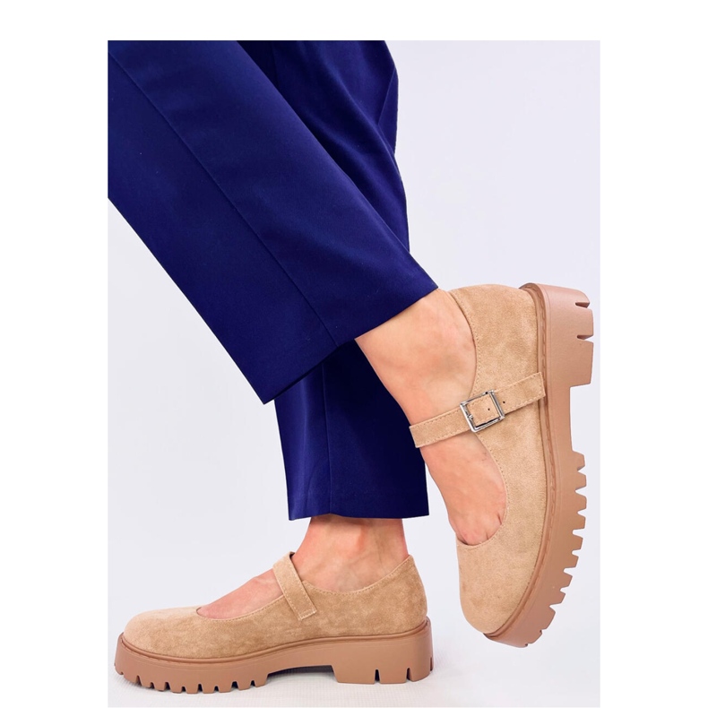 Holmess kaki balerinke s platformom - Inello bež 2