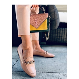 Nude ženske mokasine s lancem bež 2