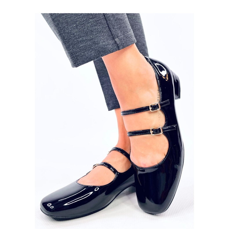 Balerinke na visoku petu s naramenicama Corigan Black - Inello crno 1