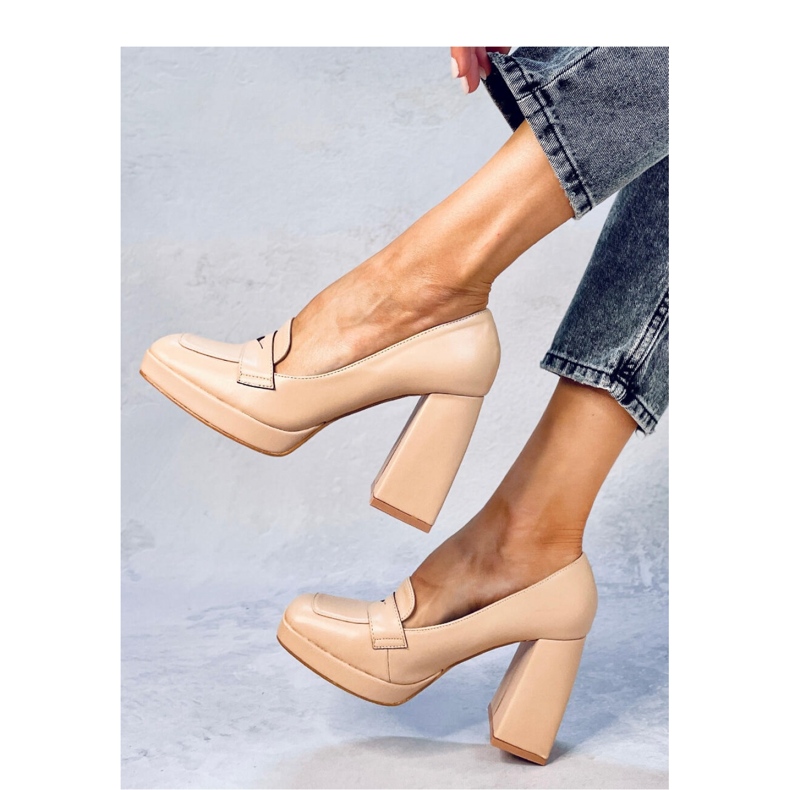 Entee Nude mokasine na visoku petu - Inello bež 2