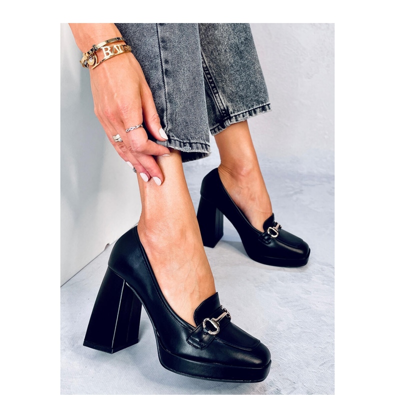 Albers Crne mokasine na visoku petu - Inello crno 2