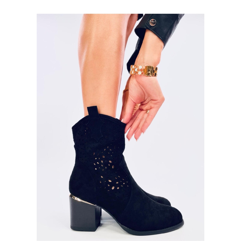 Antares Crne ažurne kaubojske čizme od brušene kože - Inello crna 1