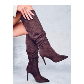 Klasične čizme na visoku petu Danielle Brown - Inello smeđa 2