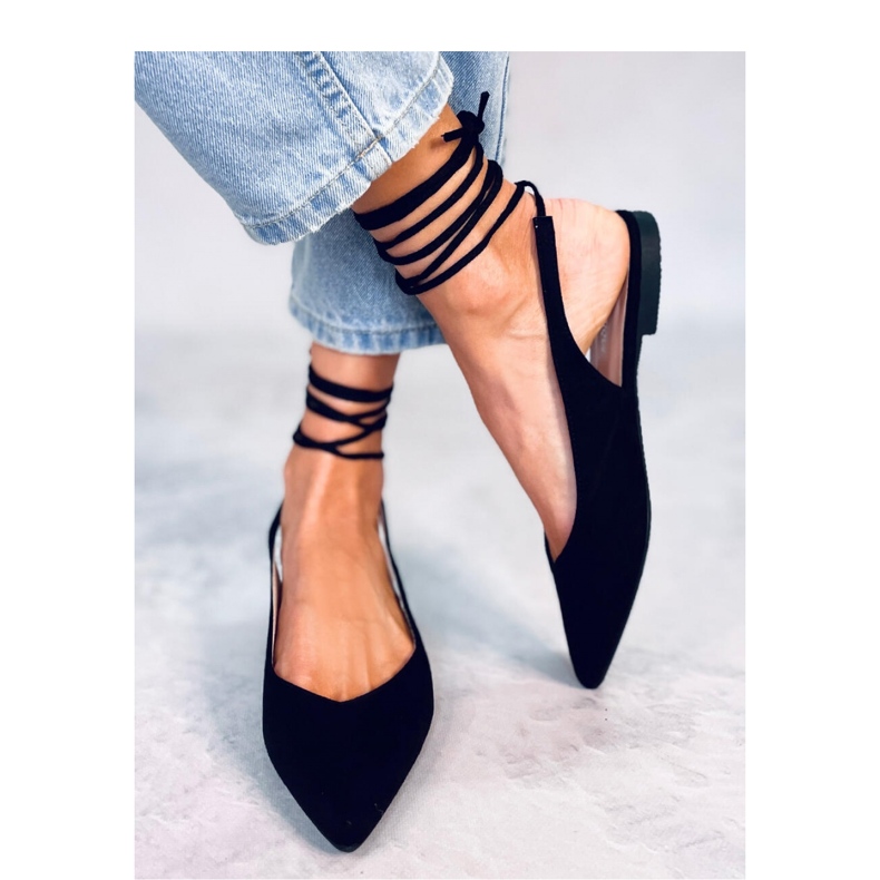 Dentoni Crne balerinke na vezanje - Inello crna 1