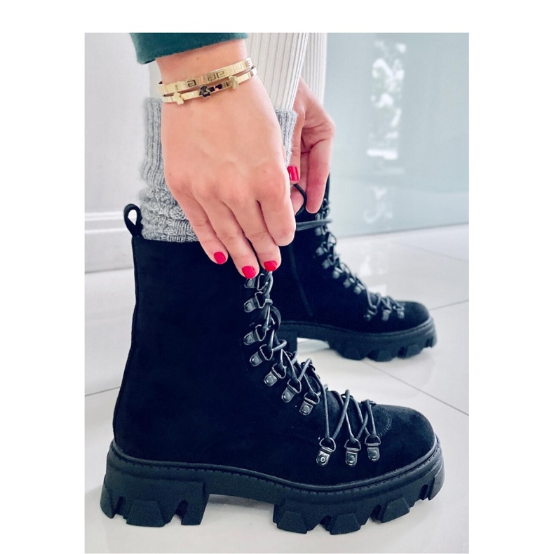 Conor Crne radne gležnjače na vezanje - Inello crna 2